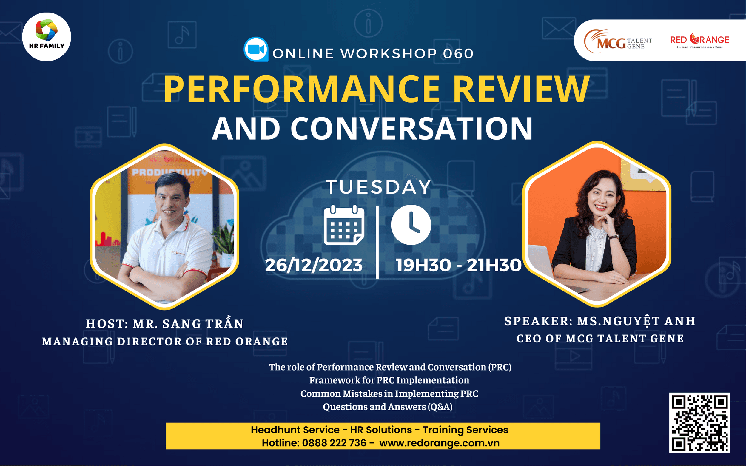 ONLINE WORKSHOP - SỐ 060: PERFORMANCE REVIEW & CONVERSATION (ĐÁNH GIÁ HIỆU SUẤT VÀ ĐỐI THOẠI) - 26/12