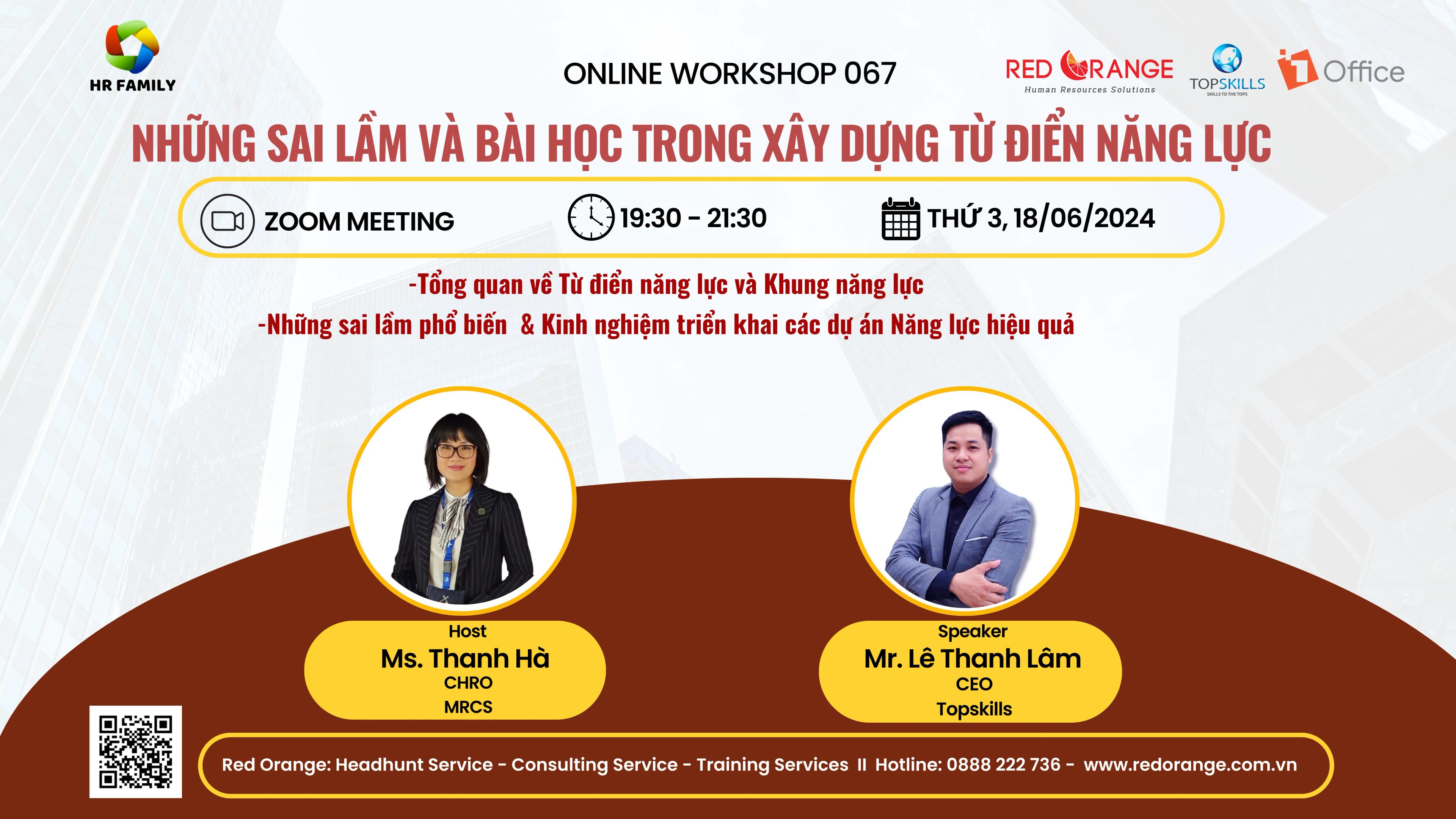 ONLINE WORKSHOP - SỐ 067: NHỮNG SAI LẦM VÀ BÀI HỌC TRONG XÂY DỰNG TỪ ĐIỂN NĂNG LỰC - 18/06