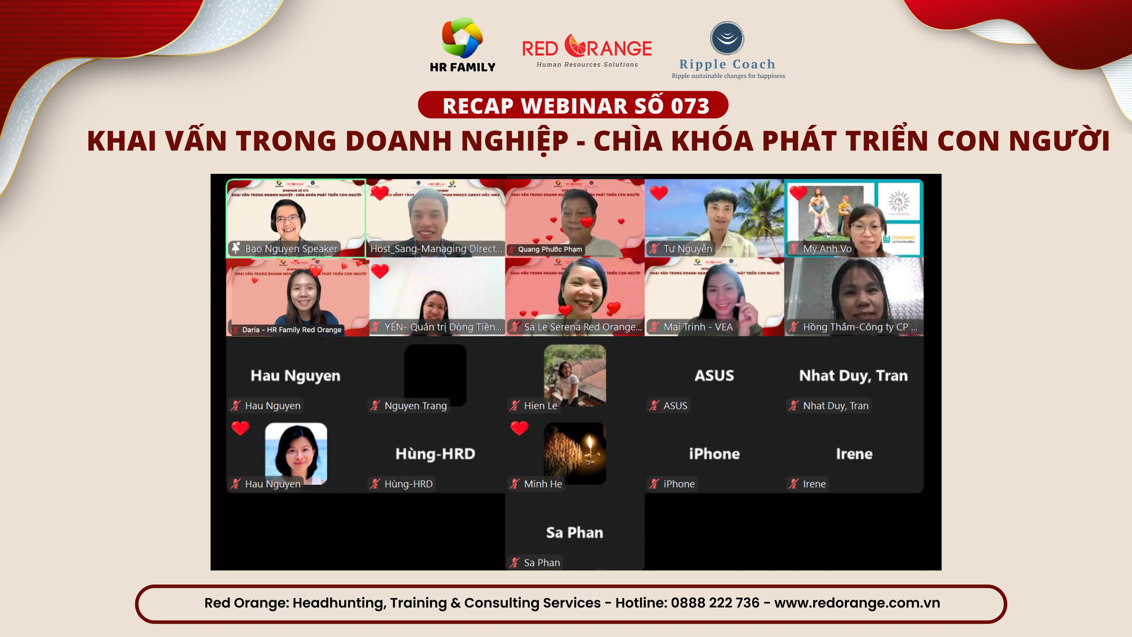 RECAP WEBINAR - SỐ 073: KHAI VẤN TRONG DOANH NGHIỆP - CHÌA KHÓA PHÁT TRIỂN CON NGƯỜI 