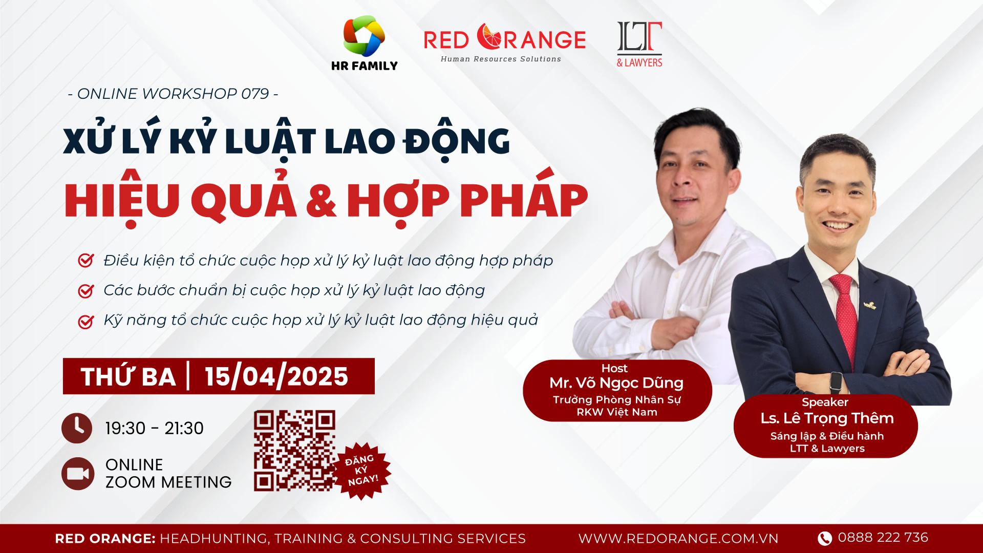 🚀ONLINE WORKSHOP SỐ 079: XỬ LÝ KỶ LUẬT LAO ĐỘNG HIỆU QUẢ VÀ HỢP PHÁP🚀 