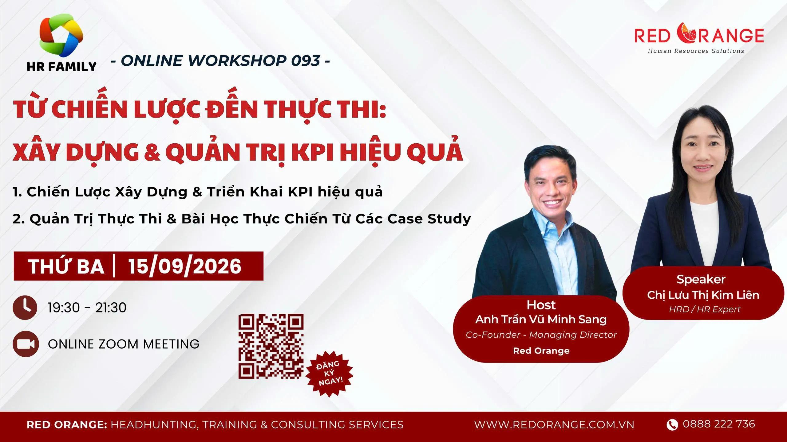 ONLINE WORKSHOP SỐ 093: TỪ CHIẾN LƯỢC ĐẾN THỰC THI: XÂY DỰNG & QUẢN TRỊ KPI HIỆU QUẢ