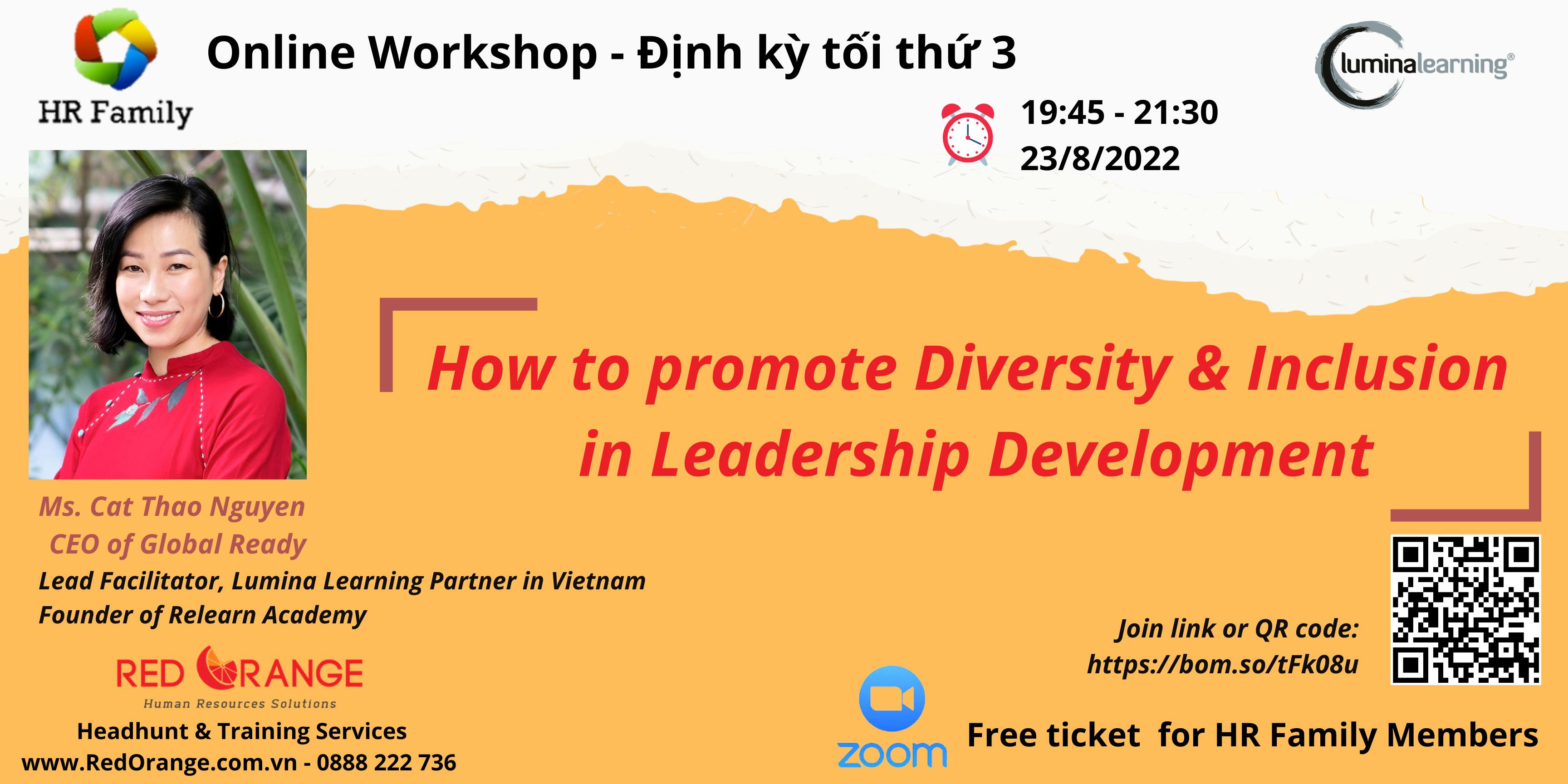 Online Workshop 23/08 : How to promote Diversity & Inclusion in leadership development?